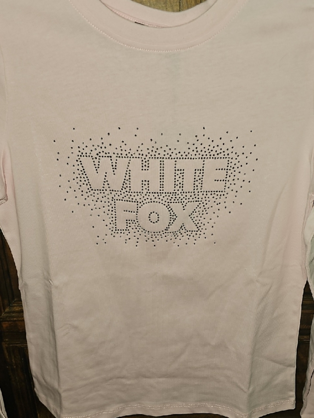 WHITEFOX-Lets Get Going Relaxed Long Sleeve Baby Tee, XS! Pink&Rihnestones! Nwts